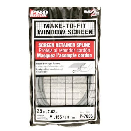 Prime-Line Screen Retainer Spline, 0.155 in, 25 ft., Gray P 7635